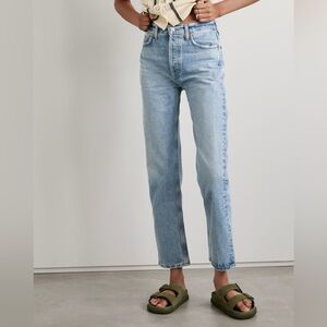 AGOLDE Pinch Waist High Rise Straight Leg Jeans Riptide Light Wash 25